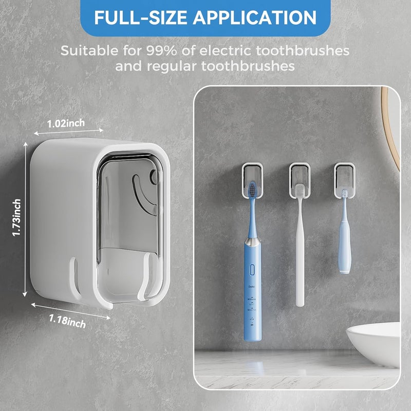 MOPMS Toothbrush Holders for Bathroom【Innovation Single Slot Design】 2PCS Toothbrush Holder Wall Mounted with Cover for Shower, Single Toothbrush Dispenser Storage Organizer for Family & Travel - Image 5